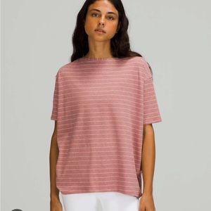Lululemon Back In Action Short Sleeve- pink stripe